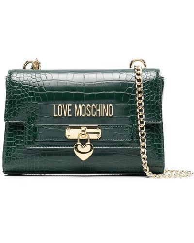 Love Moschino Logo-plaque Crocodile-effect Tote Bag - Green