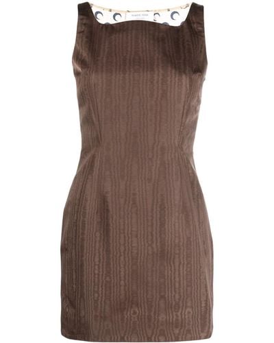 Marine Serre Regenerated Moire Mini Dress - Women's - Polyester/recycled Polyamide/recycled Polyester/elastanecotton - Brown