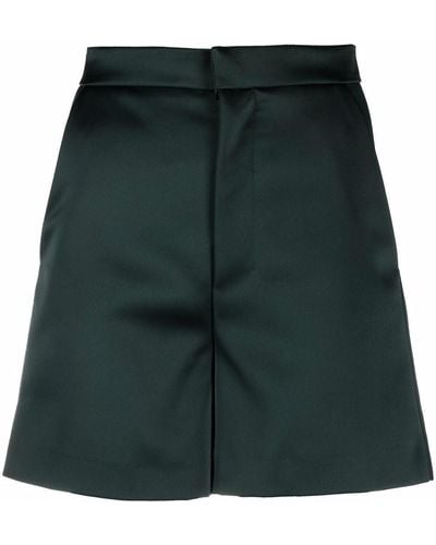Ami Paris High-waisted Satin Shorts - Green