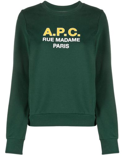 A.P.C. Madame Logo-print Cotton Sweatshirt - Green