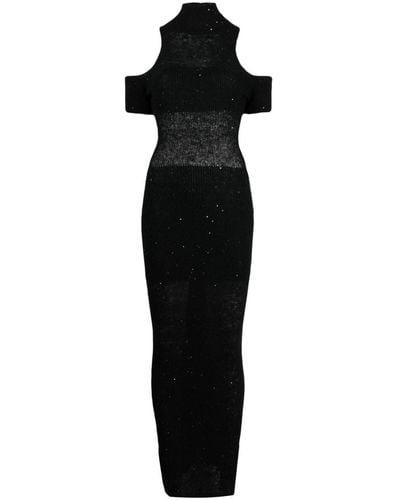 Chiara Ferragni Cold-shoulder Sequin-embellished Maxi Dress - Black