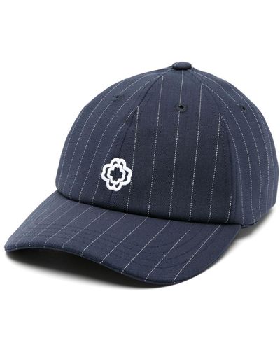 Maje Clover-embroidered Pinstripe Cap - Blue