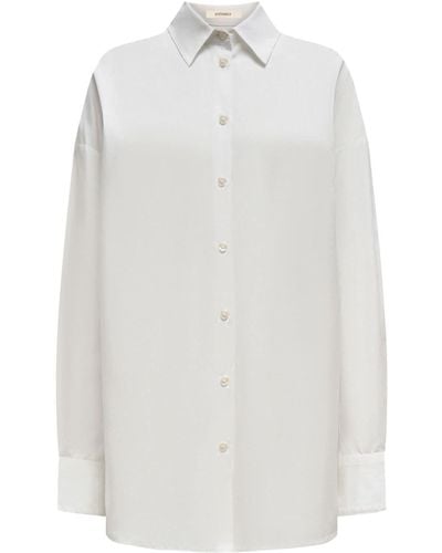 12 STOREEZ Long-sleeve Cotton Shirt - White