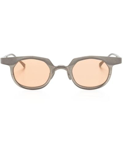 Rigards Antique-effect Oval-frame Sunglasses - Natural
