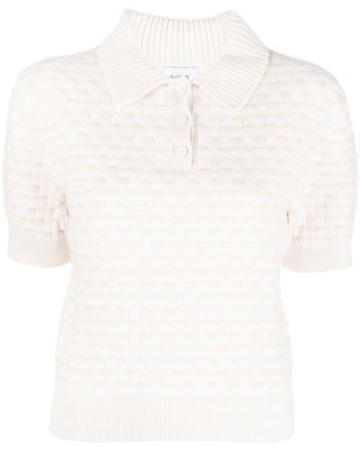 Barrie Intarsia-knit Polo Shirt - White