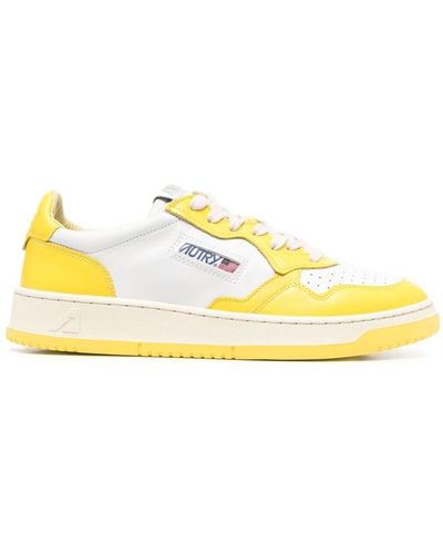 Autry Appliqué-detail Leather Sneakers - Yellow