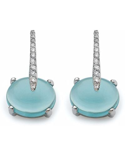 Maviada 18kt White Gold Sardinia Short Diamond And Topaz Drop Earrings - Blue