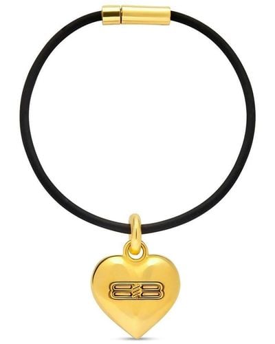 Balenciaga Bracelet cœur à logo en relief - Métallisé