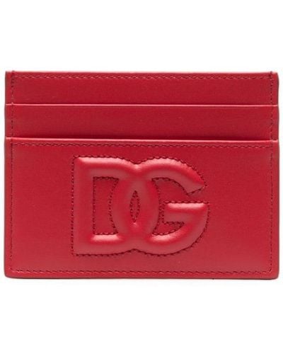 Dolce & Gabbana Tarjetero con logo en relieve - Rojo