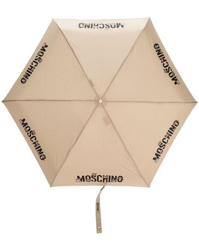 Moschino Supermind Logo-print Umbrella - Natural