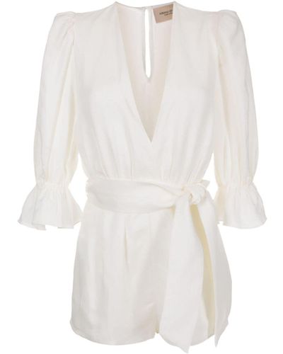 Adriana Degreas Orquidea Vintage Linen-blend Playsuit - White