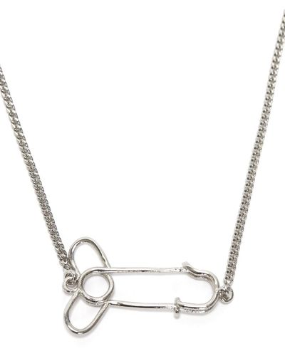 JW Anderson Safety-pin Pendant Necklace - White