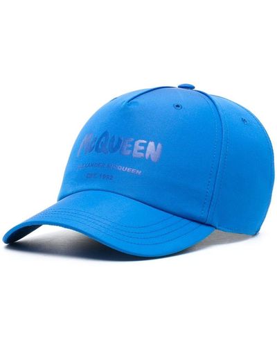 Alexander McQueen Baseballkappe mit Logo-Print - Blau
