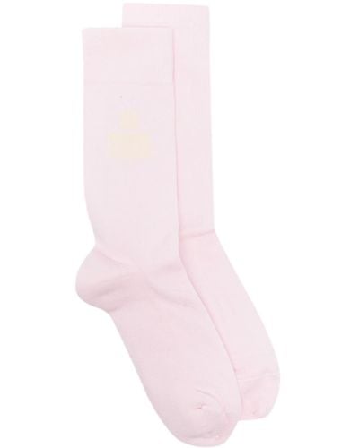 Isabel Marant Siloki Logo-intarsia Jersey Socks - Pink