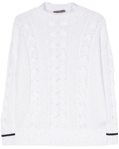 Lorena Antoniazzi Sequin-embellished Cable-knit Jumper - White