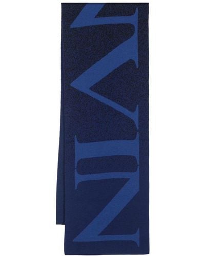 Lanvin Écharpe en laine à logo en jacquard - Bleu