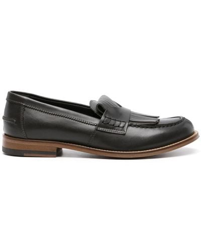 SCAROSSO Bridget Leather Loafers - Black