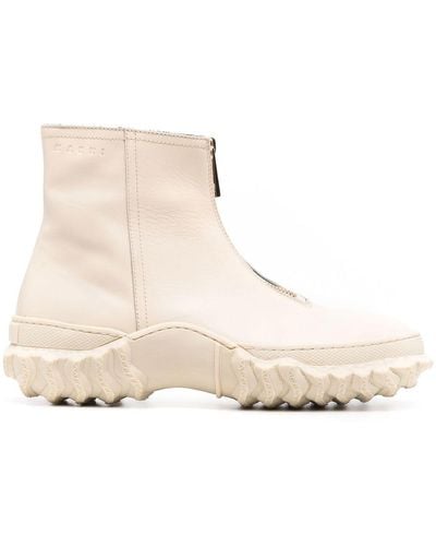 Marni Zipped Ankle Boots - Natural