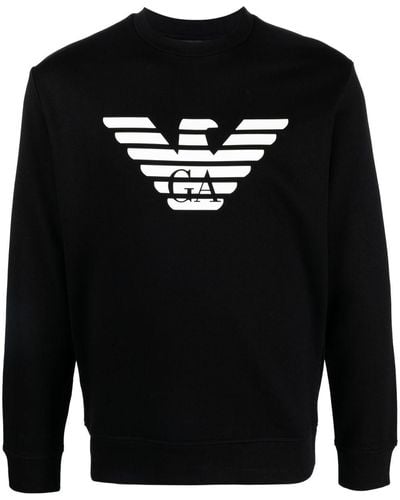 Emporio Armani Logo Cotton Blend Sweatshirt - Black