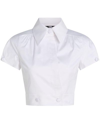Karl Lagerfeld Cropped-Hemd aus Baumwolle - Weiß
