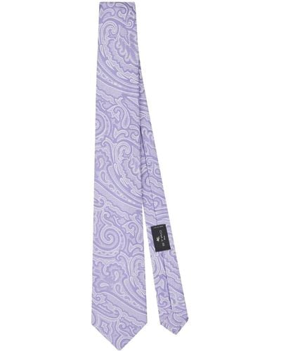 Etro Patterned Jacquard Silk Tie - Purple