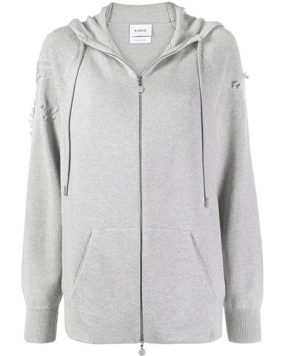 Barrie Embroidered Cashmere Hoodie - Grey