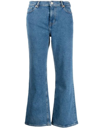 PS by Paul Smith Cropped Organic-cotton Flared Jeans - Blue