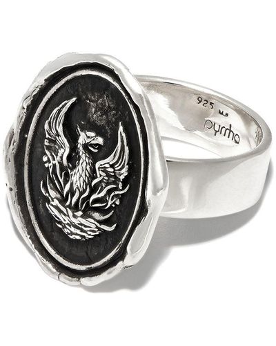 Pyrrha Sterling Silver Fire Within Signet Ring - Metallic