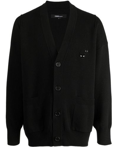 ZZERO BY SONGZIO Patch-detail Button-up Cardigan - Black