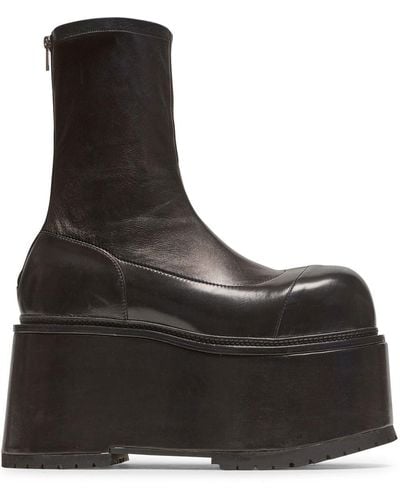 Balmain Platform Leather Boots - Black