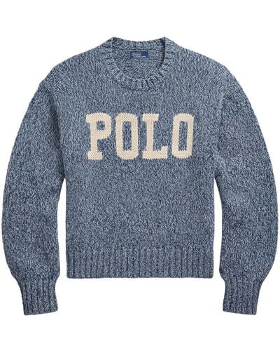 Polo Ralph Lauren Intarsia Sweater Met Logo - Blauw