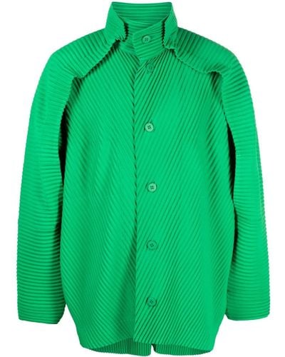 Homme Plissé Issey Miyake Camisa plisada con manga larga - Verde