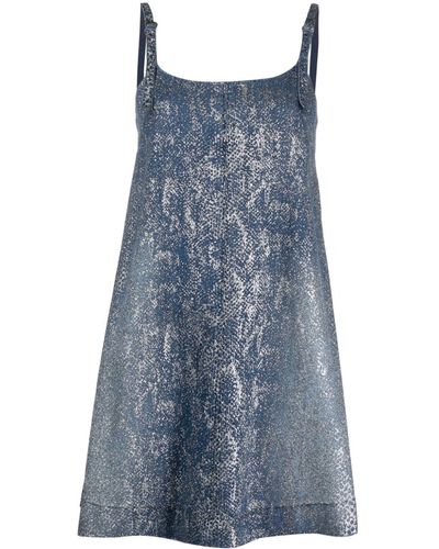 Versace Jeans Couture Lamé Shift Denim Dress - Blue