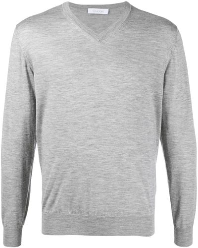 Cruciani Long-sleeve V-neck Sweater - Grey