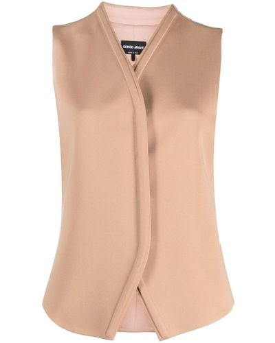 Giorgio Armani Concealed-fastening Silk Waistcoat - Natural