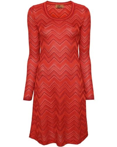 Missoni Zig-zag Woven Short Dress - Red