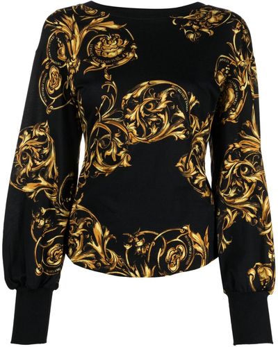 Versace Sweater Met Barokprint - Zwart