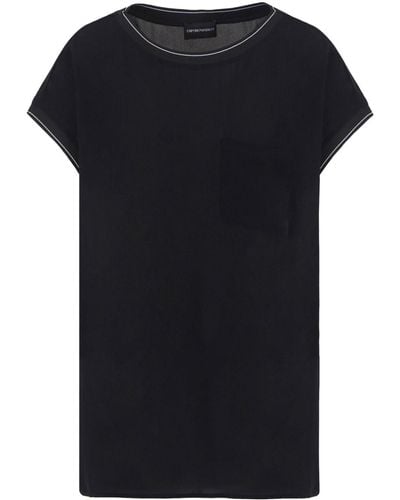 Emporio Armani Chiffon Short-sleeve Blouse - Black