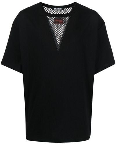 Raf Simons Camiseta con panel de rejilla - Negro