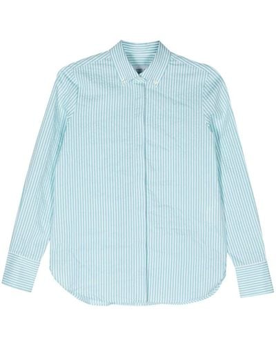 Manuel Ritz Camisa a rayas de tejido seersucker - Azul