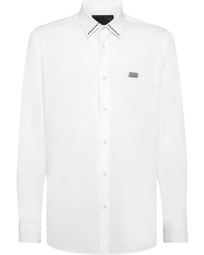 Philipp Plein Popeline-Hemd mit Nietendetail - Weiß