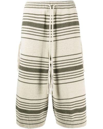 Craig Green Striped Ribbed-knit Shorts - Grey