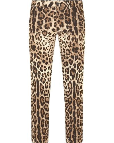 Dolce & Gabbana Leopard-print Skinny Jeans - Brown