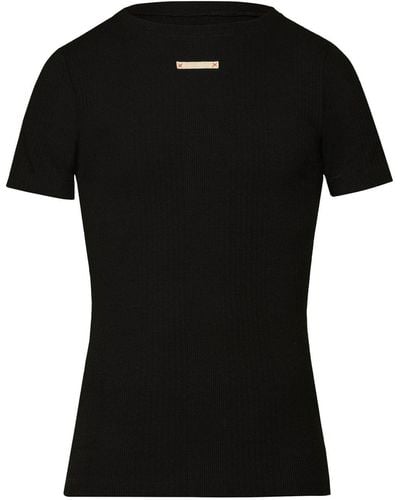 Maison Margiela Fancy Ribgebreid T-shirt - Zwart