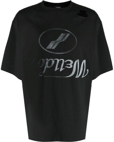 we11done T-Shirt mit Logo-Print - Schwarz
