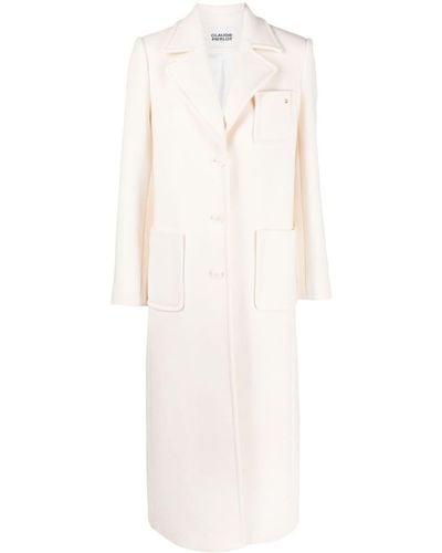 Claudie Pierlot Single-breasted Mid-length Coat - White