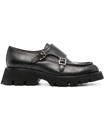 Santoni Chaussures en cuir à double boucles - Noir