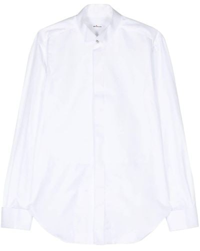 Kiton Textured-panel Cotton Shirt - Wit