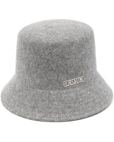 Borsalino Noa Logo-plaque Bucket Hat - Grey