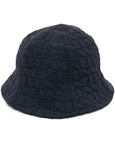 Sunnei Embossed-logo Bucket Hat - Blue